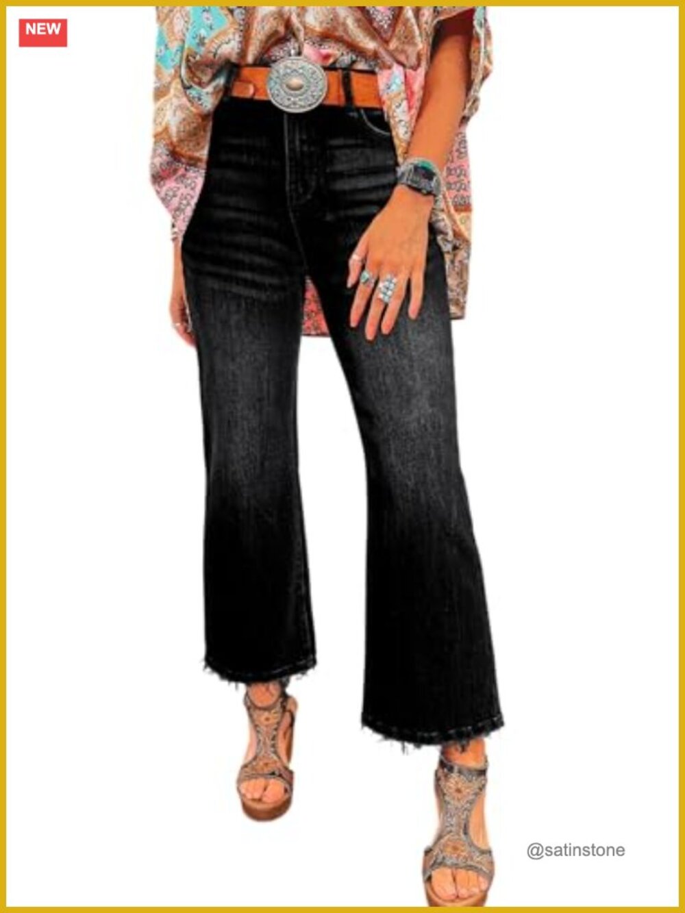 High Waisted Raw Hem Flared Cropped Jeans